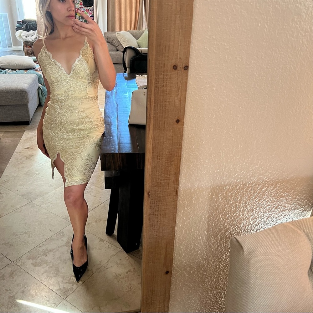 Gold Fitted Dress